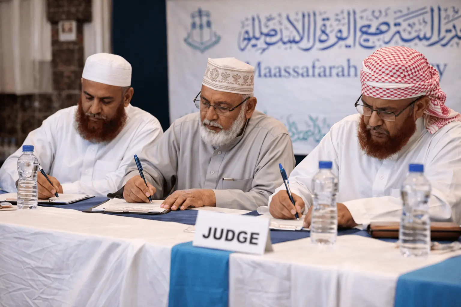 Judges evaluating recitations